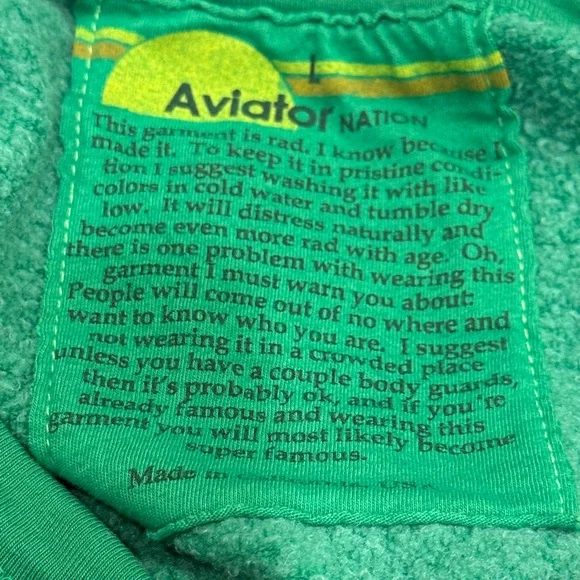 Aviator Nation Green Smiley Face Sweatshirt Large EUC - Picture 4 of 4